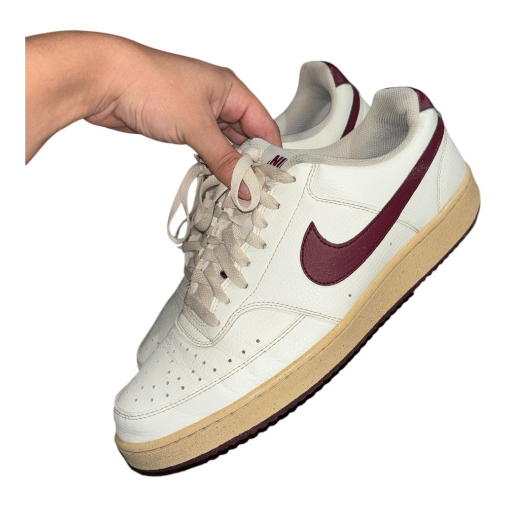 Nike White and Burgundy Sneakers
